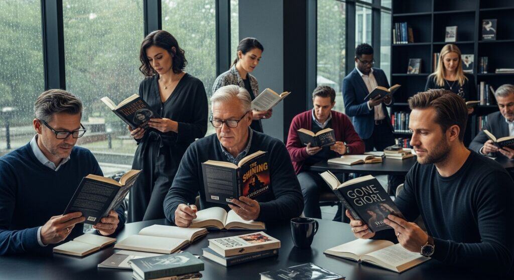 thriller stories, suspense reading, library discussion